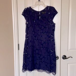 Just Taylor Navy Sheer Floral Dress